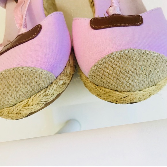 Chaps Clarissa Canvas Espadrille Wedges Pink - Picture 5 of 8
